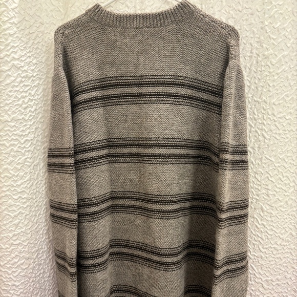 Pendleton Gray Striped Crew Neck Sweater 50% Wool 50% Alpaca Men's Size XL - Picture 2 of 8